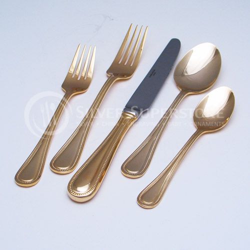 Wallace Continental Bead Gold Stainless Steel Flatware