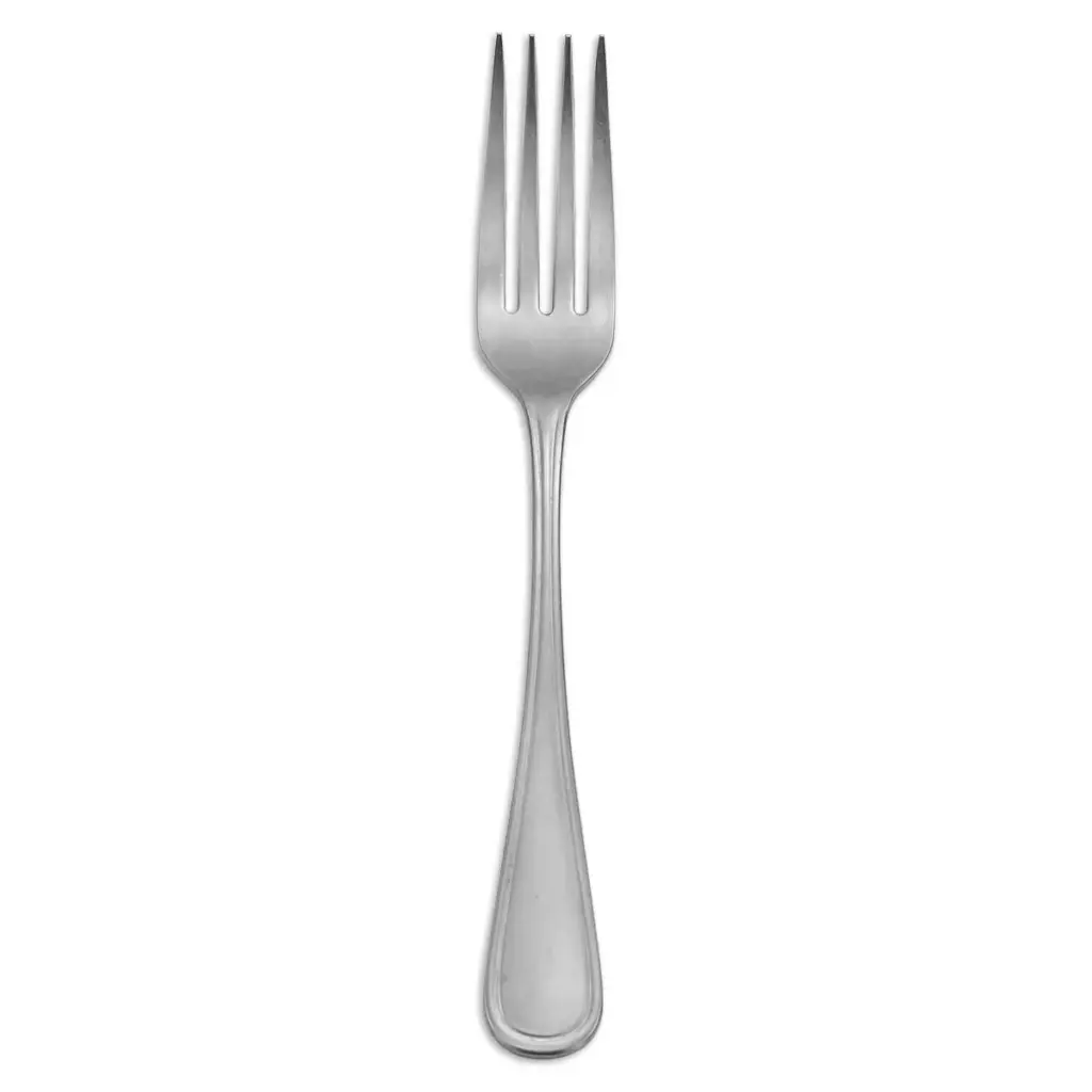 Dinner fork with satin finish and threaded styling