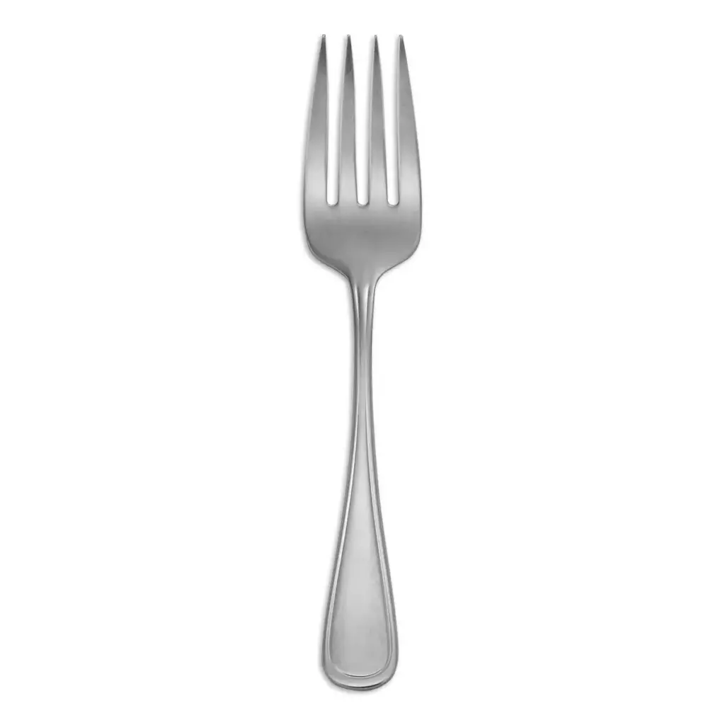 Threaded 4 tine large serving fork with satin finish