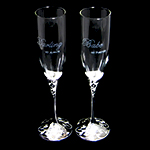 Pair of engraved toasting flutes