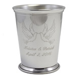 Mint Julep Cup engraved with graphics, name, and date.