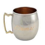 Nickel Moscow Mule mug engraved, revealing copper lining