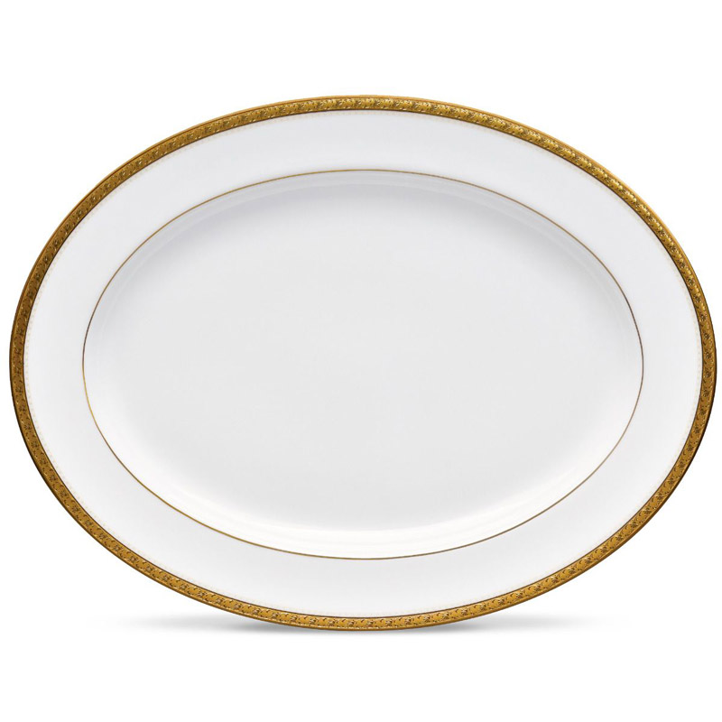 Charlotta Gold Oval Platter, 14in.