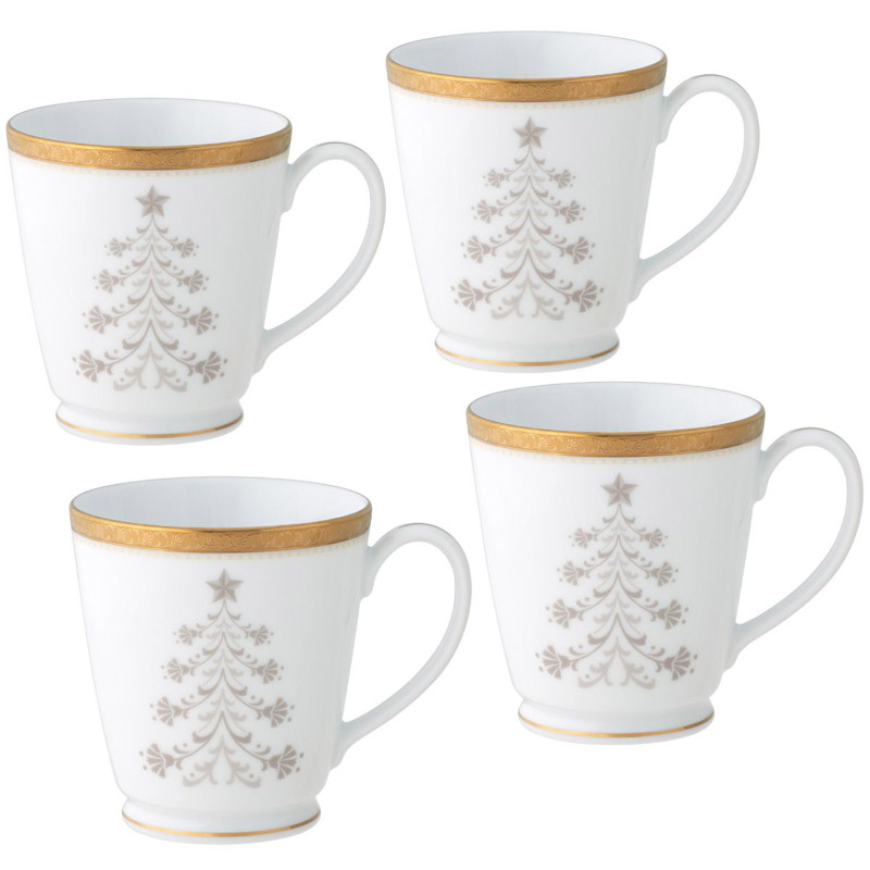 Charlotta Gold Holiday Tree Mug Set of 4