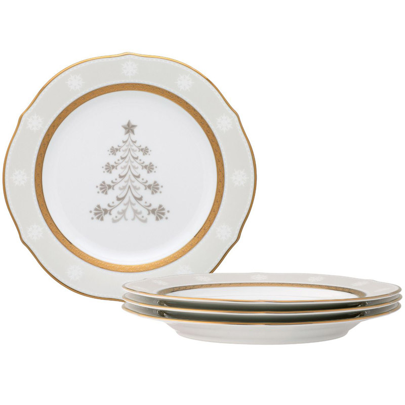 Charlotta Gold Holiday Tree, Scalloped, Accent Plates Set of 4