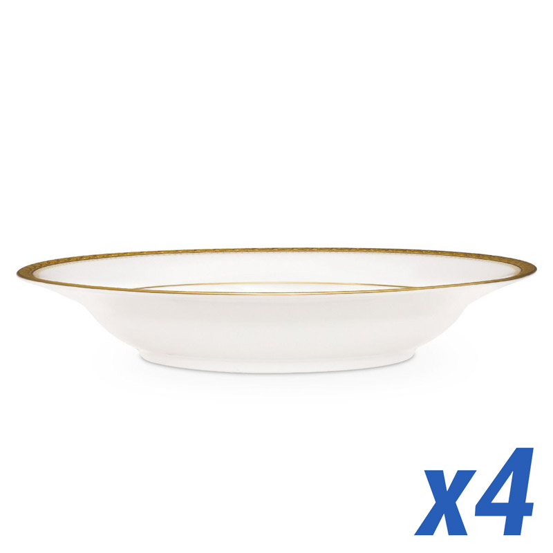 Charlotta Gold Rim Soup Bowl, Set of 4