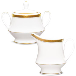 A photo of Charlotta Gold Sugar and Creamer Set