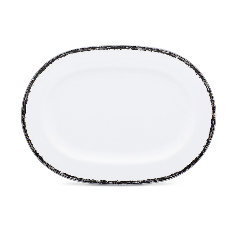 Black Rill Oval Platter 14in.