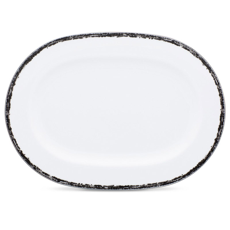 Black Rill Oval Platter 16in.