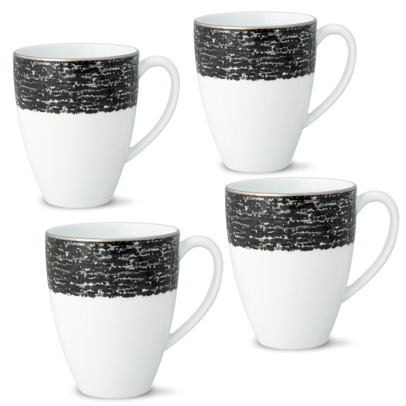 Black Rill Mug Set of 4