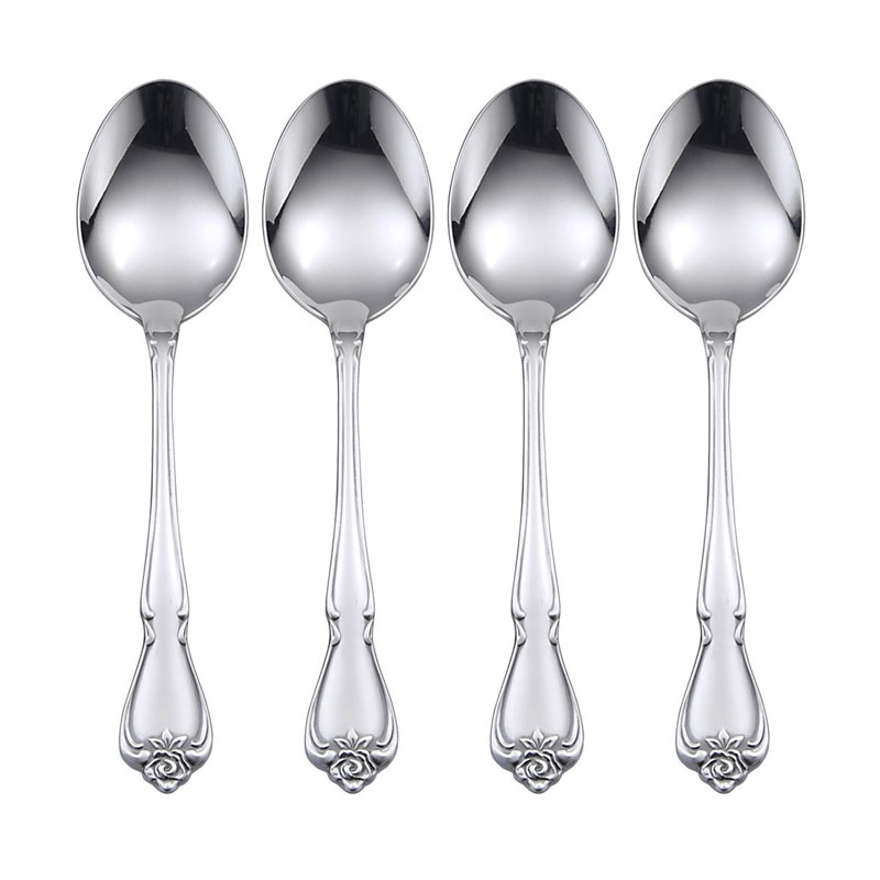 Arbor Rose Oval Soup Spoons, Set of 4