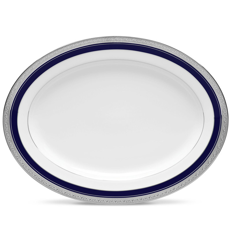 Crestwood Cobalt Platinum Oval Platter, 14in. (Medium)