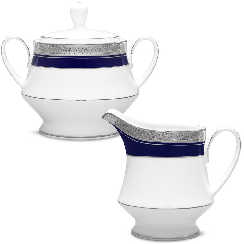 Crestwood Cobalt Platinum Sugar and Creamer Set