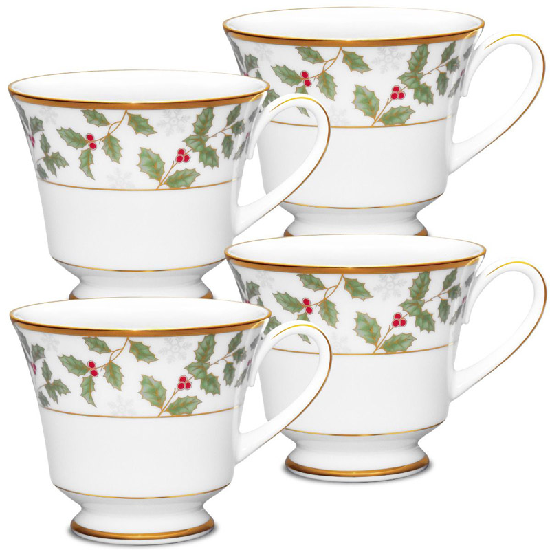 Holly and Berry Gold Cup Set of 4