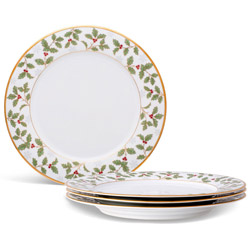 A photo of Holly and Berry Gold Dinner Plate Set of 4