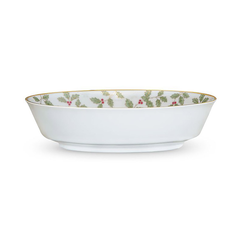 Holly & Berry Gold Oval Vegetable Dish