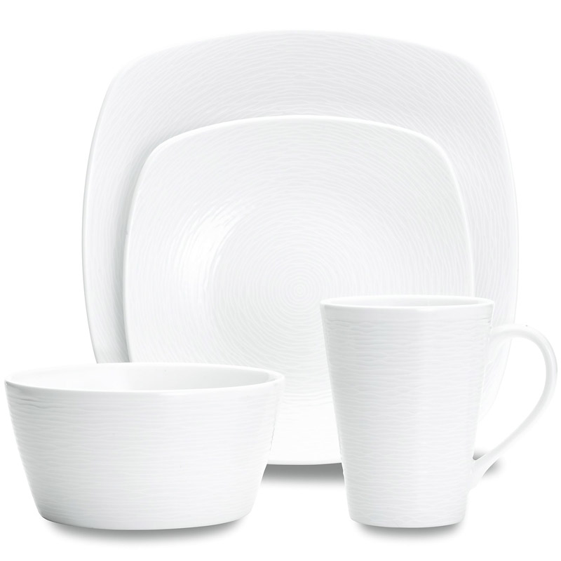 WoW Swirl 4pc Place Setting, Square