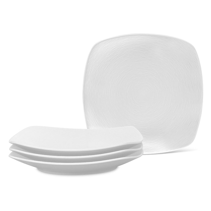 WoW Swirl Square Salad Plate Set of 4