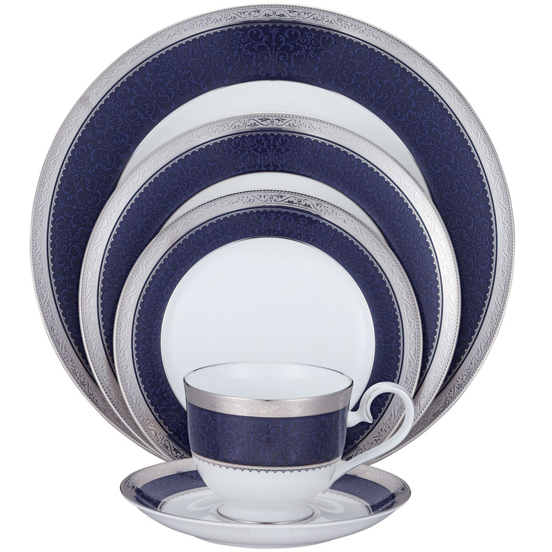 Odessa Cobalt Platinum 5 Piece Place Setting