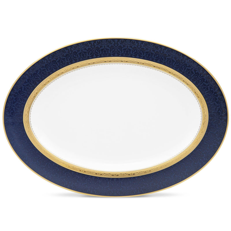 Odessa Cobalt Gold Oval Platter, 14in.