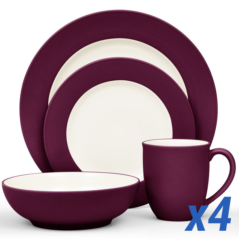 Colorwave Burgundy 16pc Service for 4, Rim