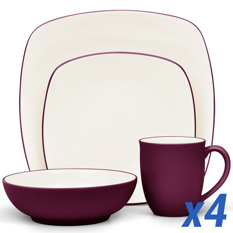 Colorwave Burgundy 16pc Service for 4, Square