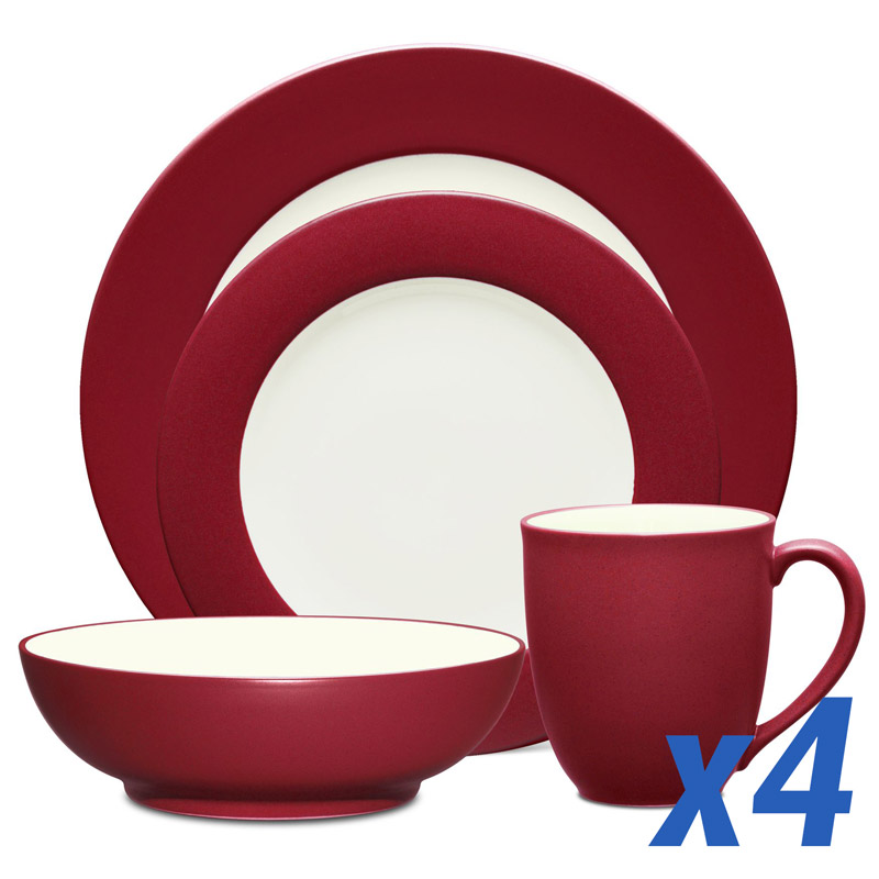 Colorwave Raspberry 16pc Set for 4, Rim Plates