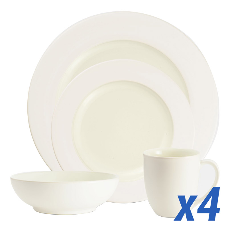 Colorwave White 16pc Service for 4, Rim