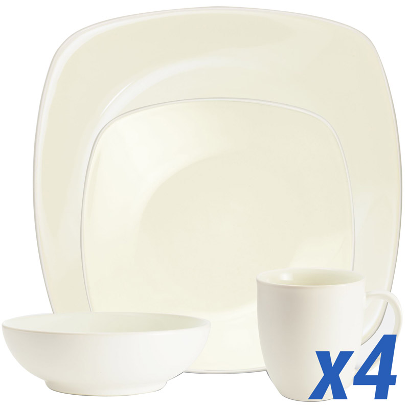 Colorwave White 16pc Service for 4, Square