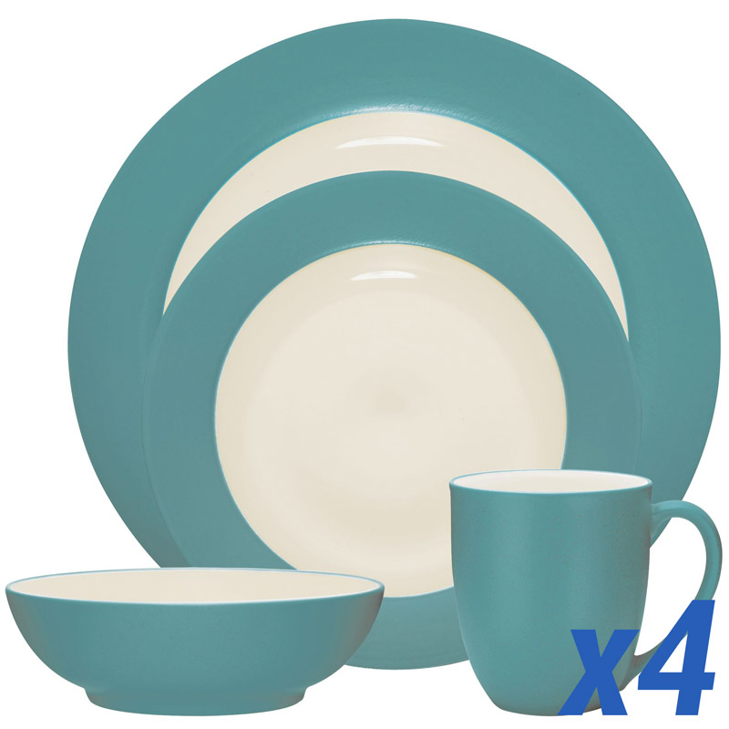 Colorwave Turquoise 16pc Service for 4, Rim