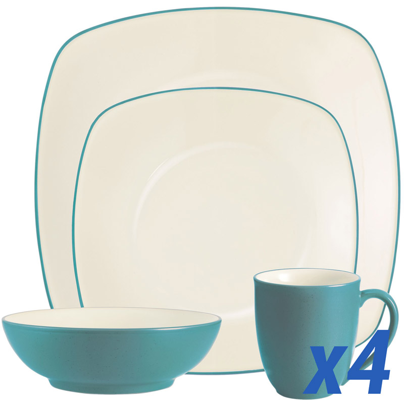 Colorwave Turquoise 16pc Service for 4, Square