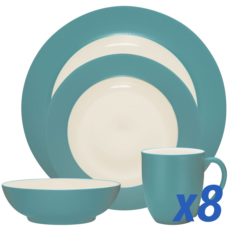 Colorwave Turquoise 32pc Service for 8, Rim