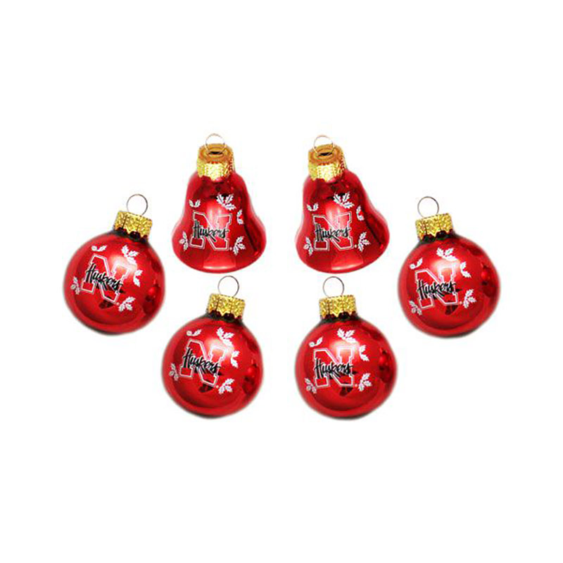 University of Nebraska, 6pc Ornaments Set