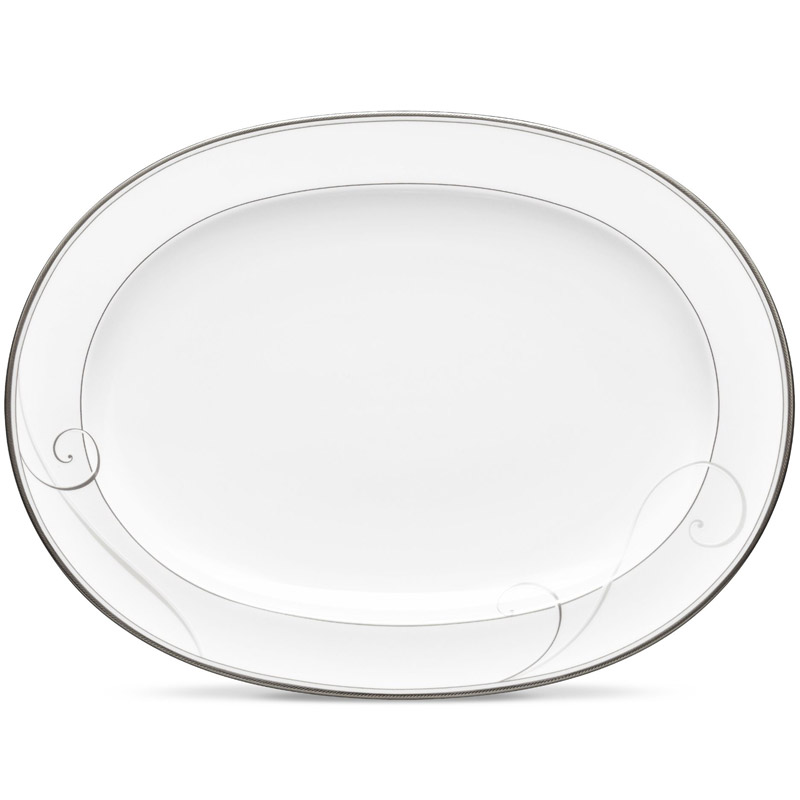 Platinum Wave Oval Platter, 14in.