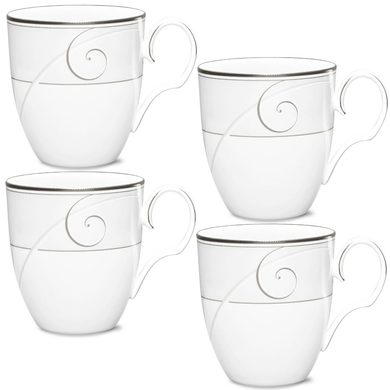 Platinum Wave Mug Set of 4