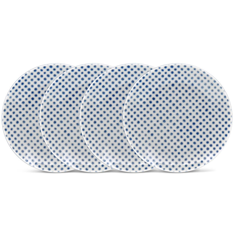 Blue Hammock Coupe Appetizer Plates Set of 4, Dots