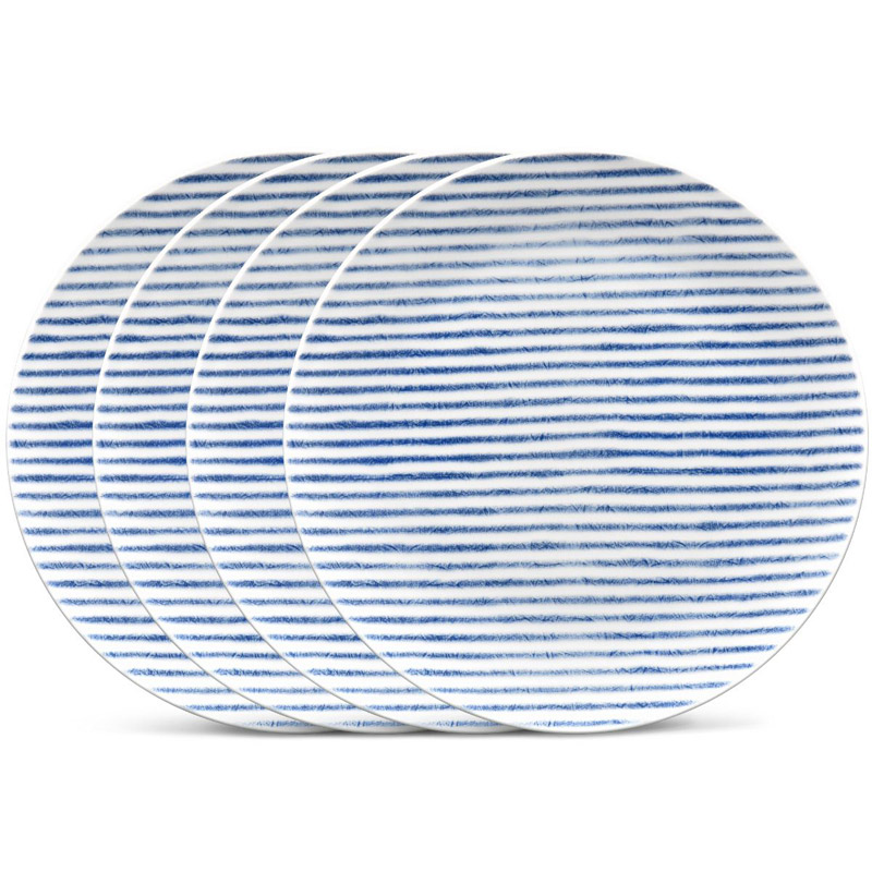 Blue Hammock Coupe Salad Plate Set of 4, Stripes