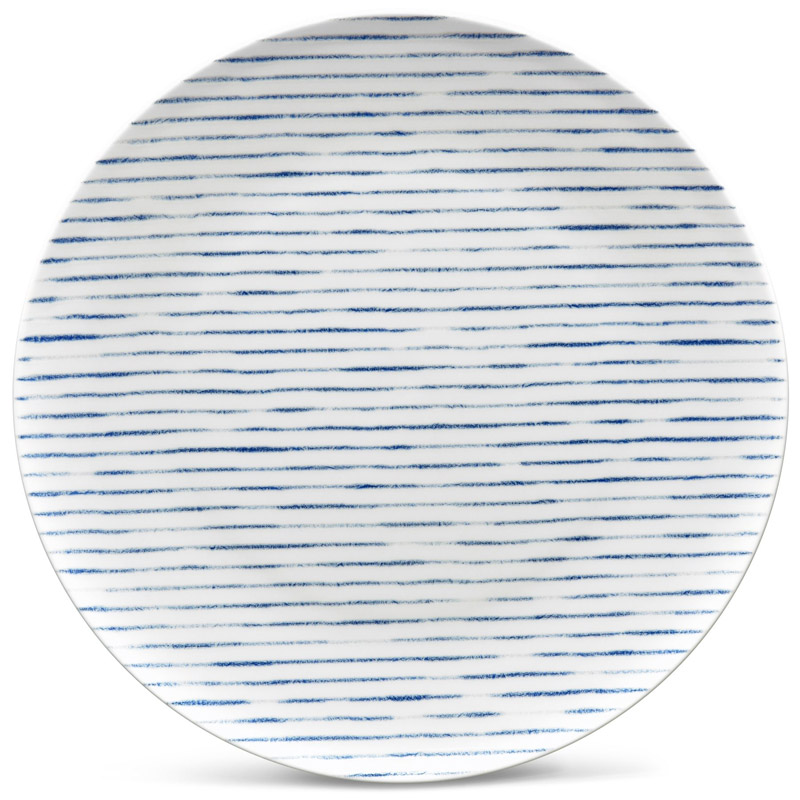 Blue Hammock Coupe Dinner Plate, Stripes