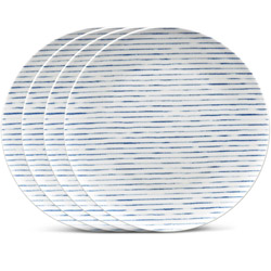 A photo of Blue Hammock Coupe Dinner Plate Set of 4, Stripes