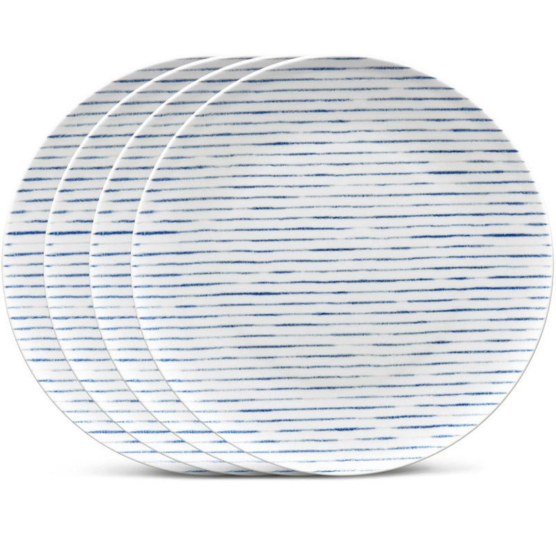 Blue Hammock Coupe Dinner Plate Set of 4, Stripes