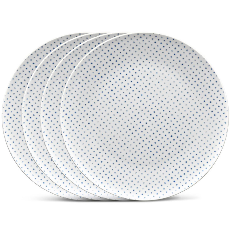 Blue Hammock Coupe Dinner Plate Set of 4, Dots