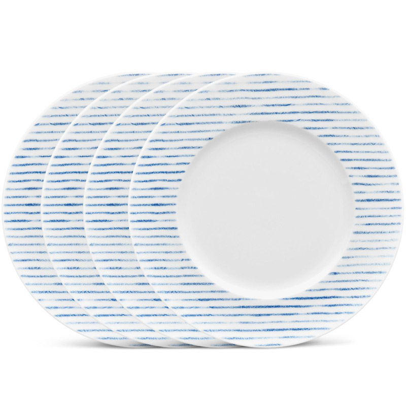 Blue Hammock Rim Salad Plate Set of 4, Stripes