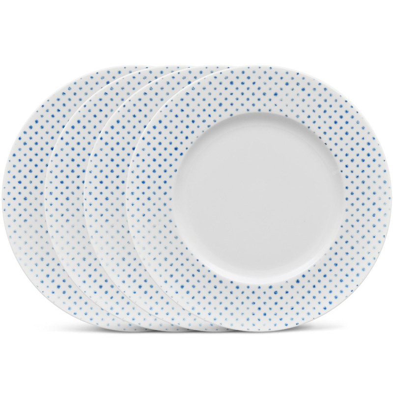 Blue Hammock Rim Salad Plate Set of 4, Dots