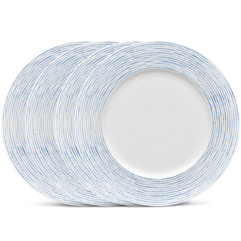 Blue Hammock Rim Dinner Plate Set of 4, Stripes