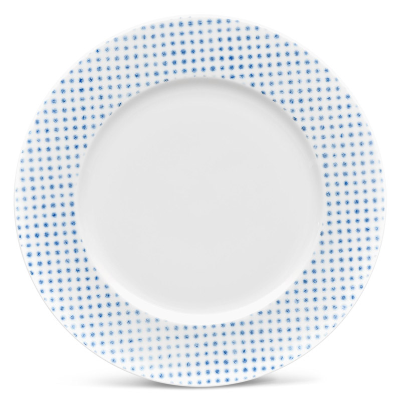 Blue Hammock Rim Dinner Plate, Dots