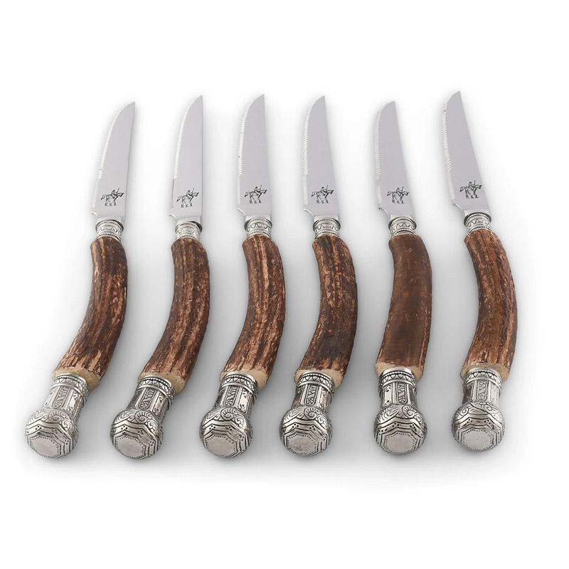 Faux Antler King Crown 6 Piece Steak Knife Set