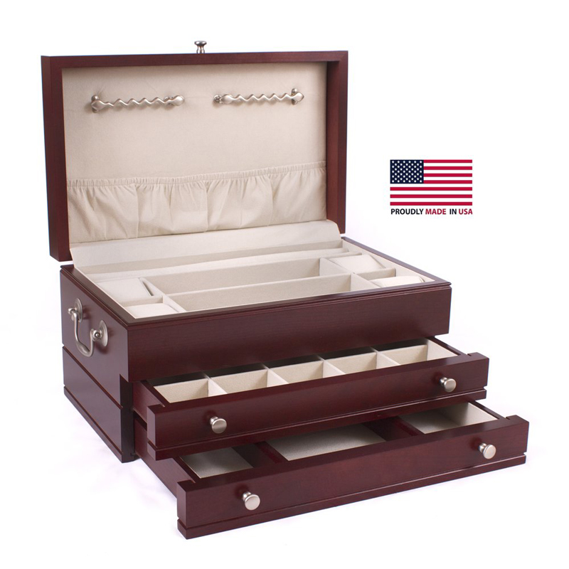 First Lady Two Drawer Jewelry Chest, Mahogany