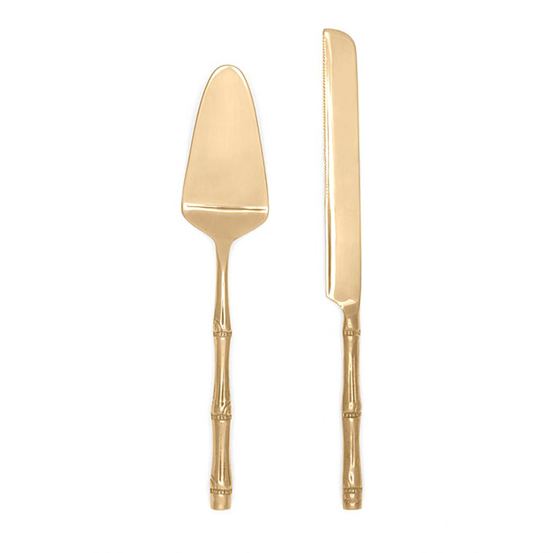 Liliana Polished Gold 2 Piece Cake Serving Set