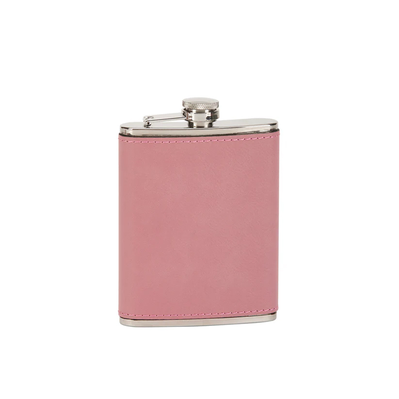 Leatherette Flask Pink 8 Oz Cap