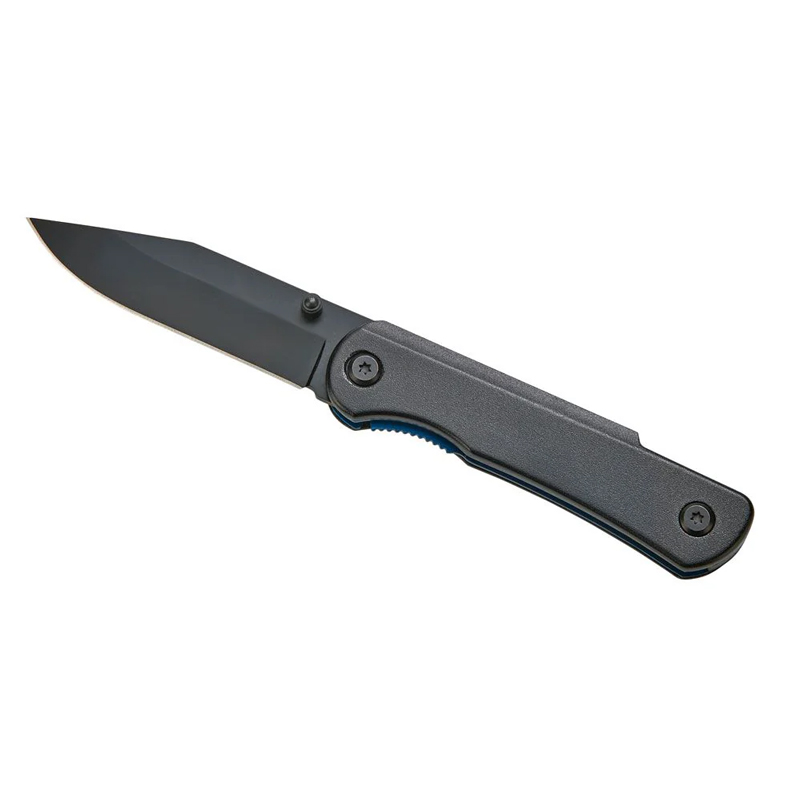 Black Pocket Knife With Blue Accents